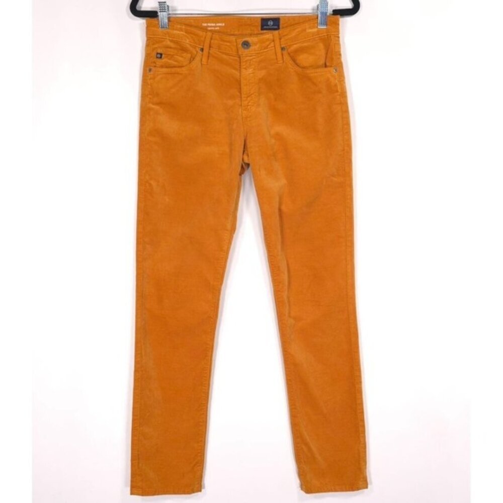 AG Adriano Goldschmied PRIMA ANKLE Cigarette Golden Orange Velvet Pants Size 27R
